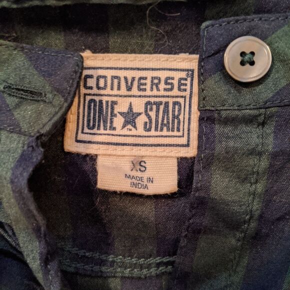 Converse Ruffle Checkered Button Up Top Size XSmall - Picture 4 of 5